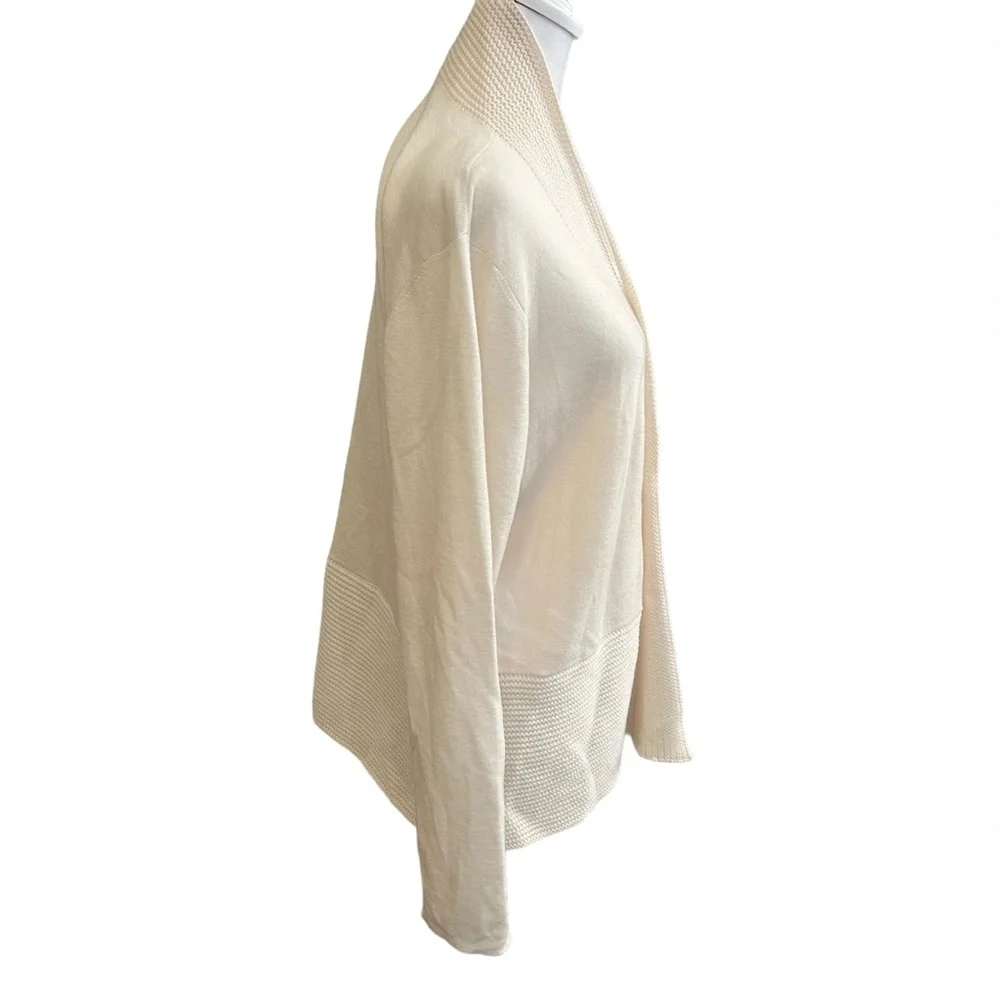 Eileen Fisher Long Cardigan Open-Front Long Sleeves Merino Wool Ivory Size XL - Picture 4 of 9